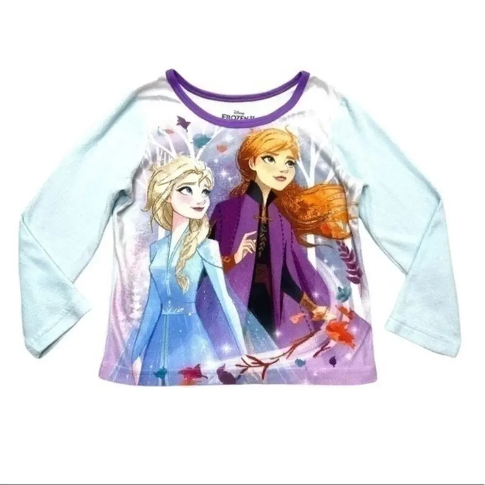 Disney Frozen Elsa and Anna Long Sleeve Pajama Top Loungewear Size 4